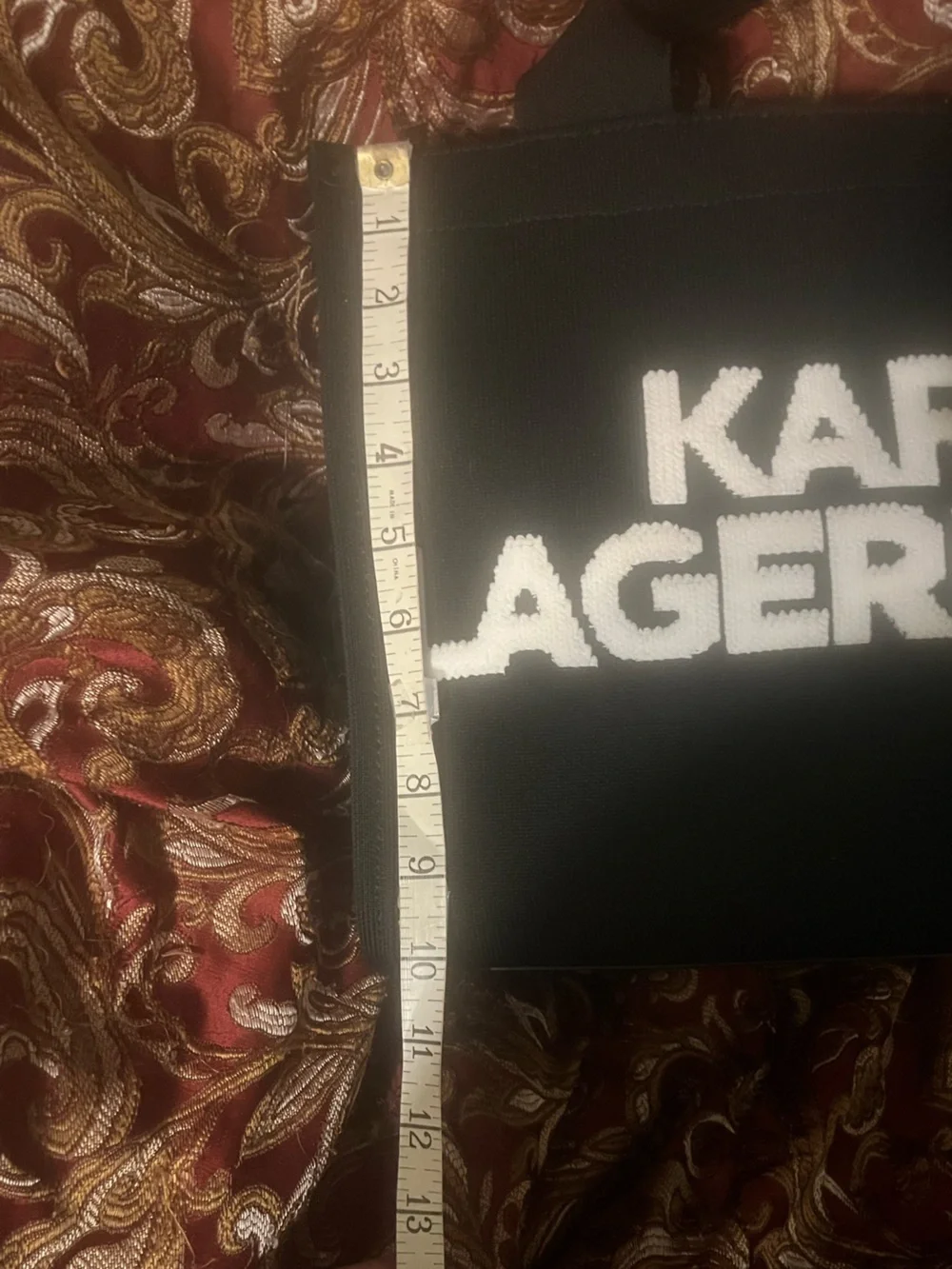 Karl Lagerfeld Black Tote with White Logo and Branded Strap